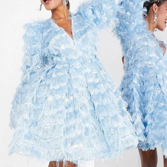 ASOS | Dresses | Asos Edition Blue Jacquard Dress Size 4 Worn Once |  Poshmark